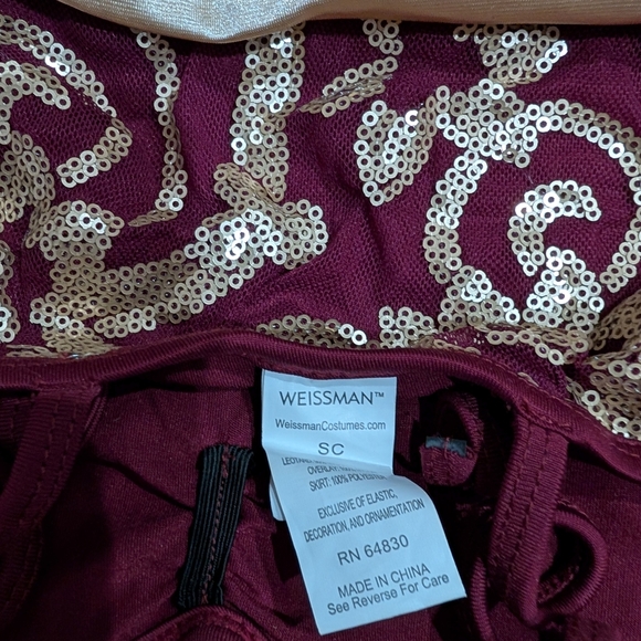 Weissman Burgundy & Gold Dance Costume - Picture 4 of 5